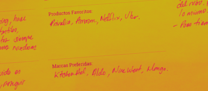 Design Persona Canvas, Productos favoritos