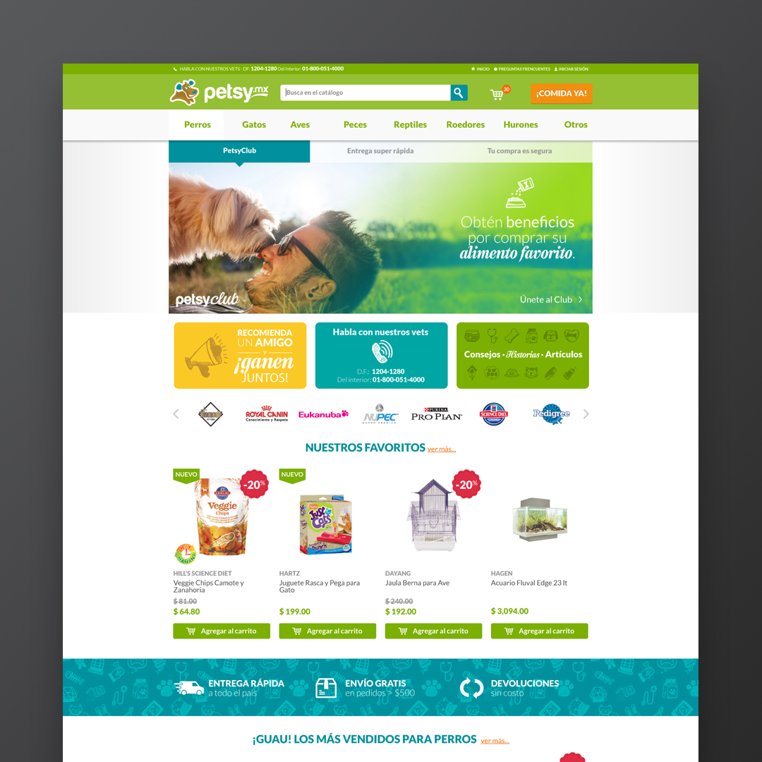 Petsy.mx desktop home page