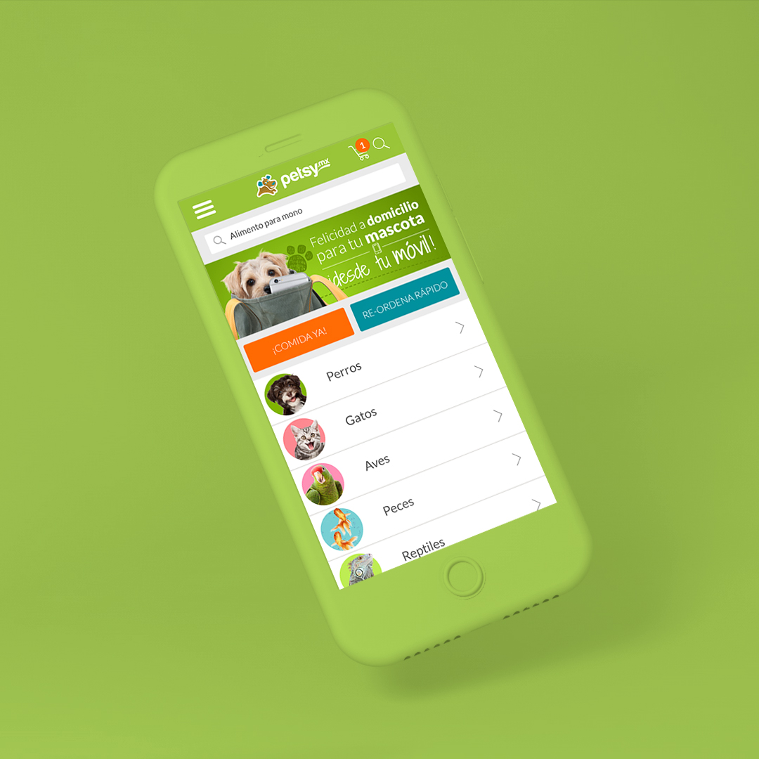 Petsy.mx mobile home page