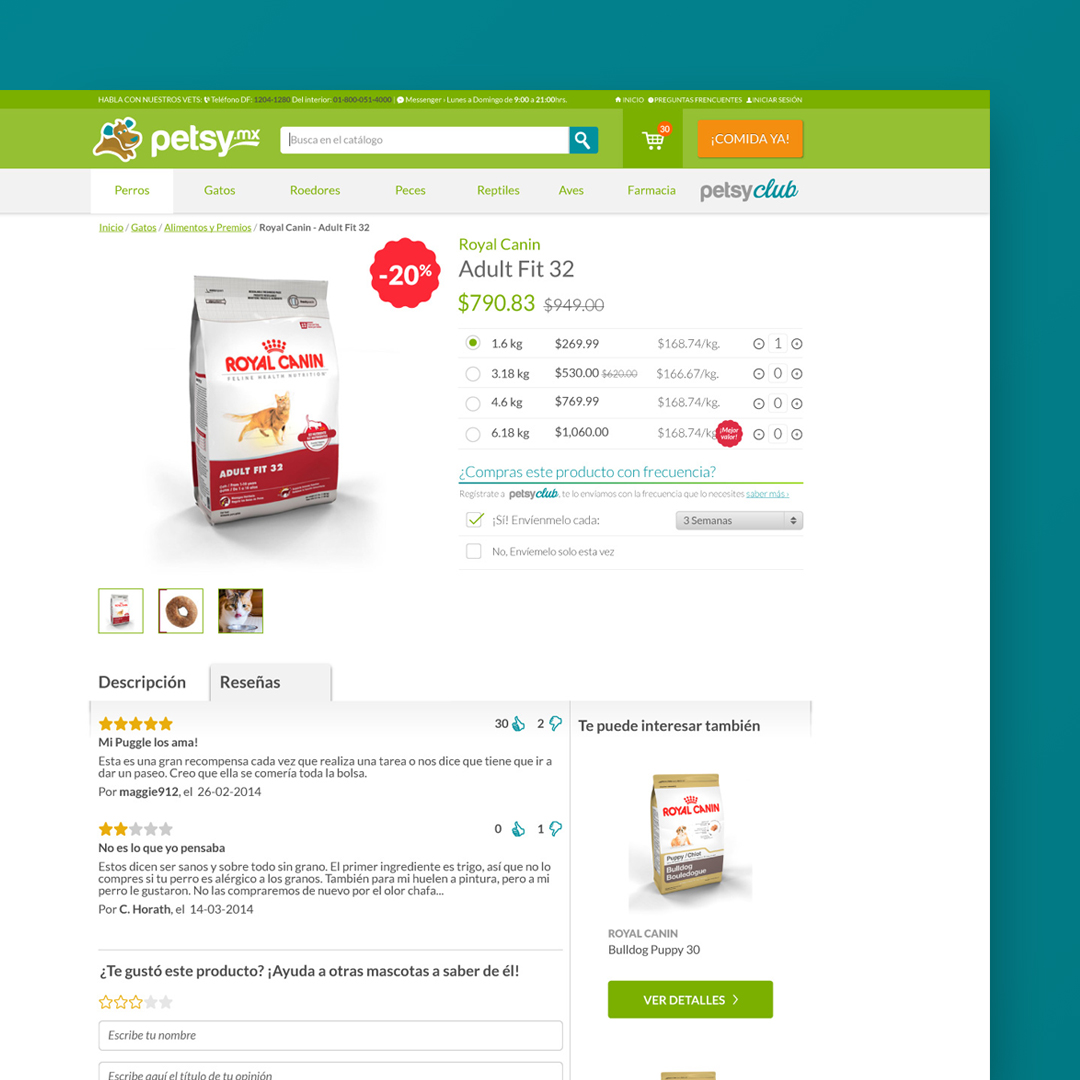 Petsy.mx desktop product page