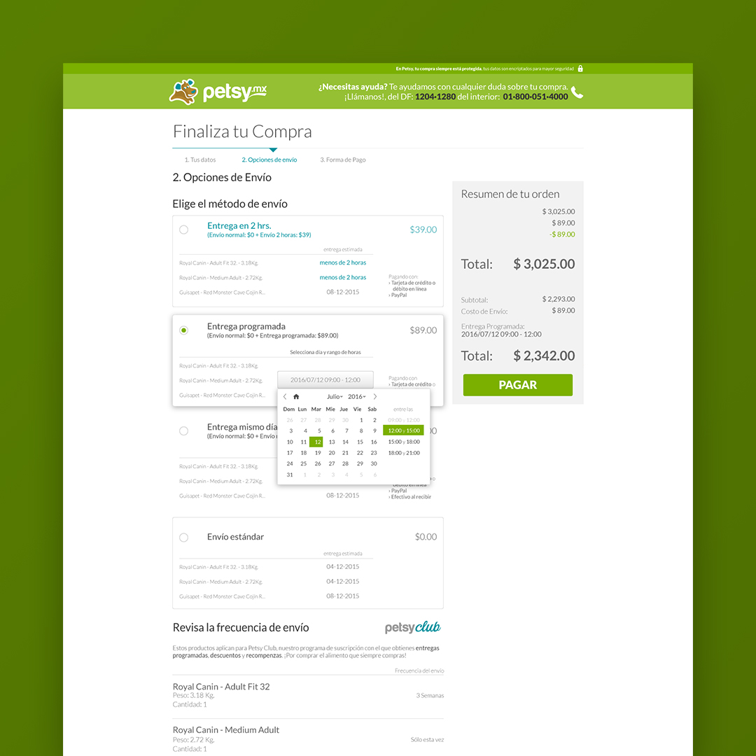 Petsy.mx desktop checkout
